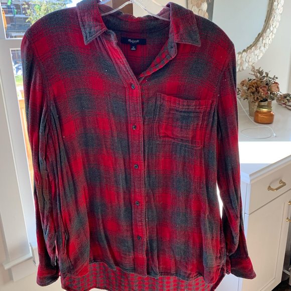 Madewell Grey Red Flannel - Picture 2 of 4